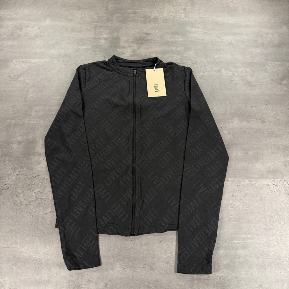 LIVE! Jacket Womens S Live Mesh Jacquard Noir Black Full Zip Training NEW $118